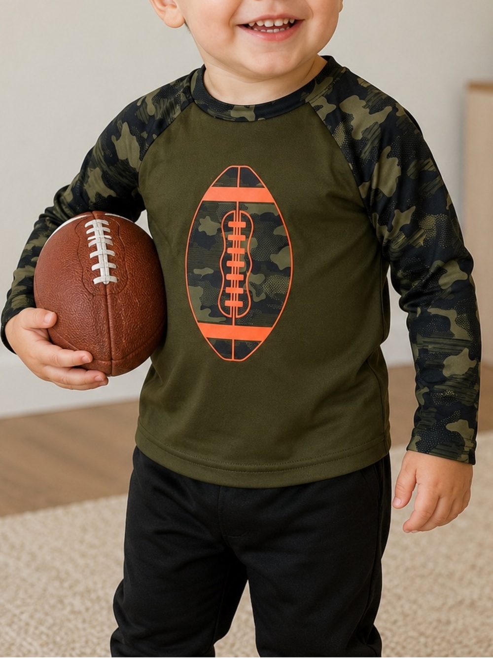 Jumping Beans Active Boys 3T Camo Football Long Sleeve Athletic Shirt